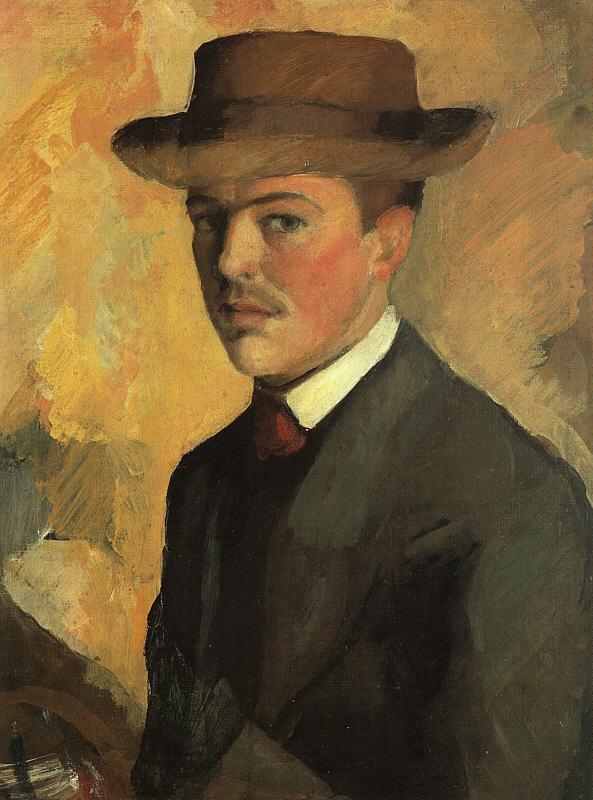 August Macke Self Portrait with Hat  qq Sweden oil painting art
